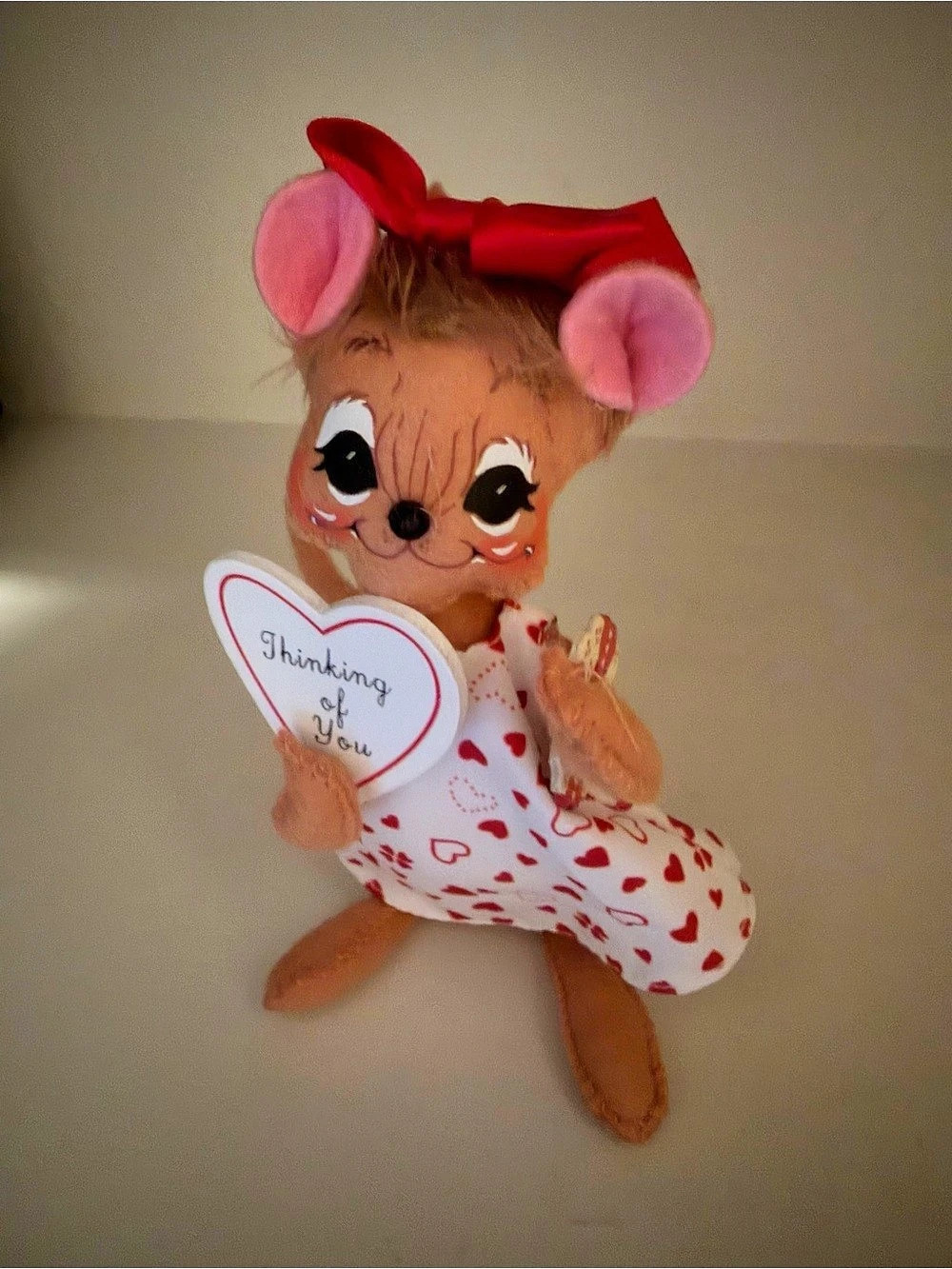 Annalee Valentine Plush Mouse in Red & White Like New